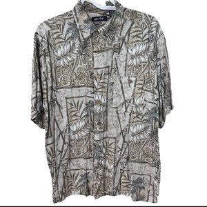 Vintage Puritan Hawaiian Shirt Men’s LARGE Tropical Palm Trees Short Sleeve